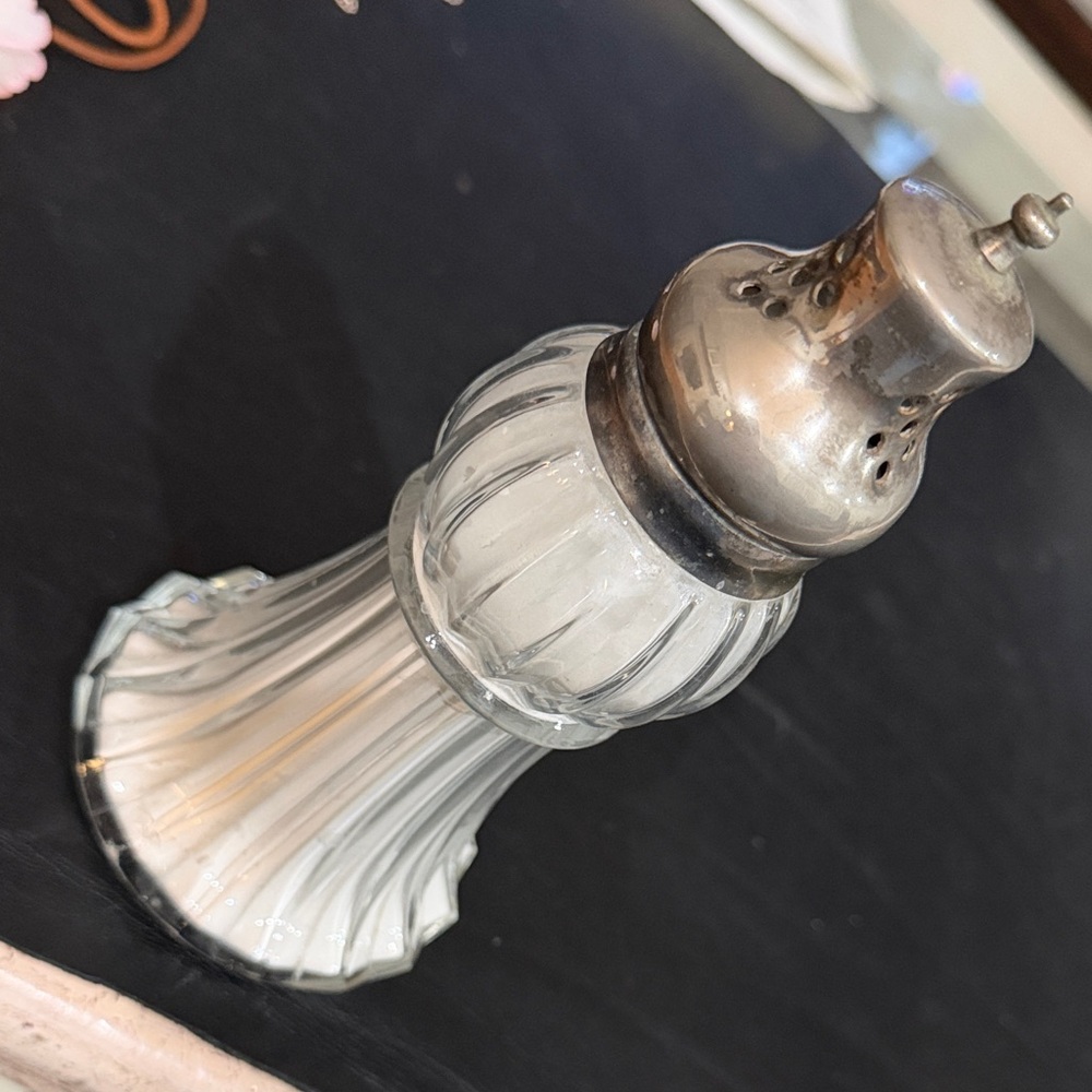 Vintage Glass and Silver powder Shaker